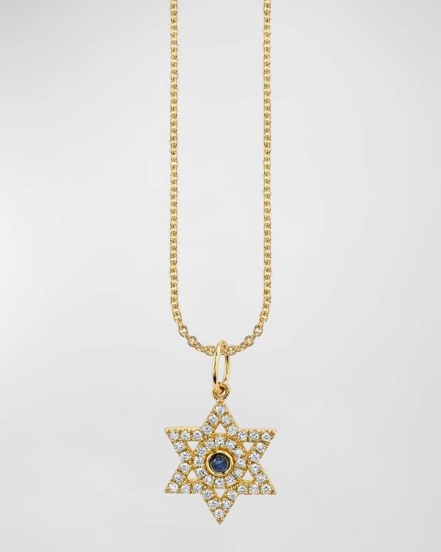 Diamond and Sapphire Star of David Necklace
